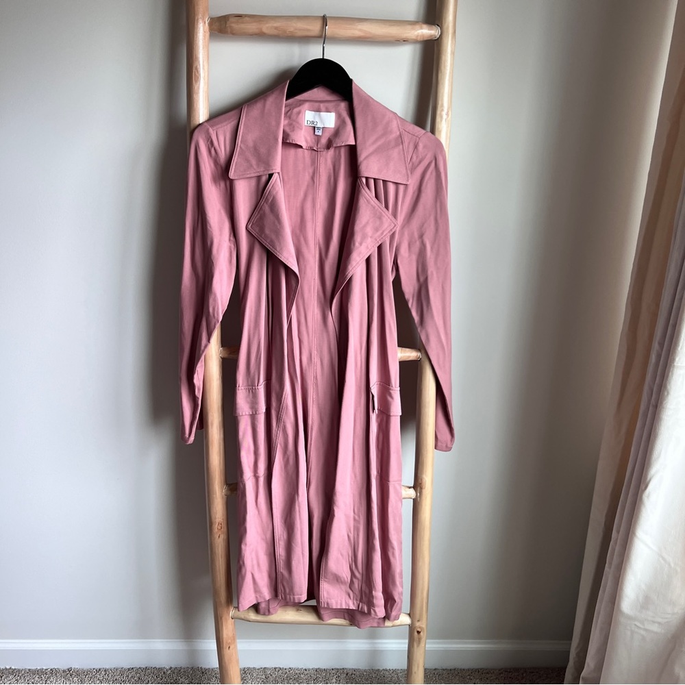 Pink flowy trench coat